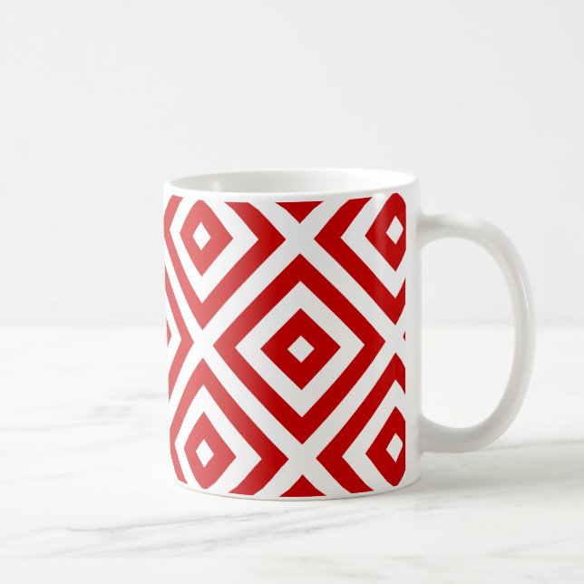 Red and White Granny Squares Coffee Mug (Right)