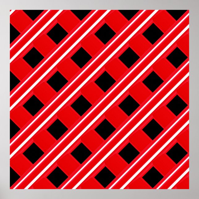 Red And White Grating Pattern Poster (Front)