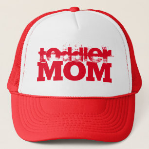 red and white grunge TODDLER MOM lettering Trucker Hat