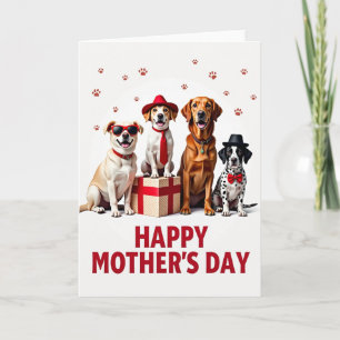 Red And White Happy Mothers Day Card