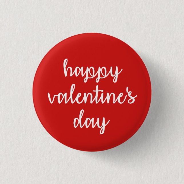 Red and White Happy Valentine's Day 3 Cm Round Badge (Front)