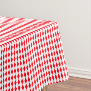 Red and White Harlequin Pattern Tablecloth