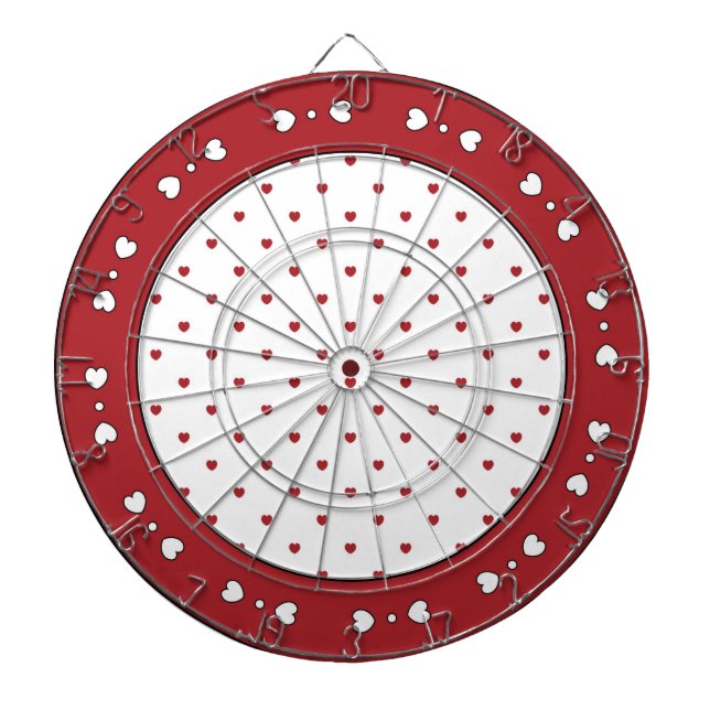 Red and White Heart Dart Board (Front)