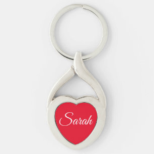 Red and White Heart Key Ring