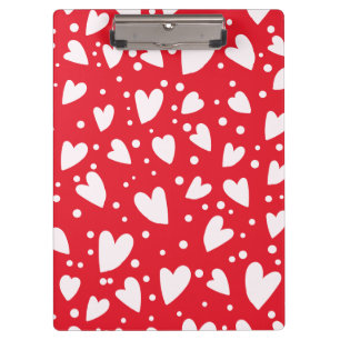 Red and White Heart Pattern   Cute Valentine Love  Clipboard