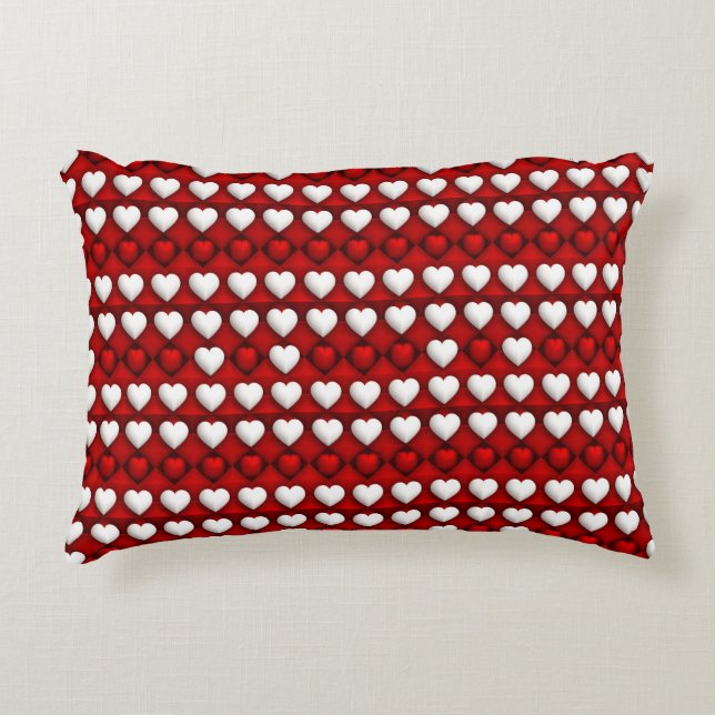 Red And White Heart Pattern Decorative Cushion (Front)