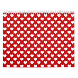 Red and White Heart Pattern Fabric  Calendar