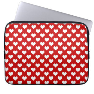 Red and White Heart Pattern Fabric  Laptop Sleeve