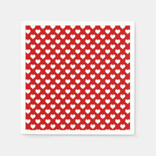 Red and White Heart Pattern Fabric Napkin