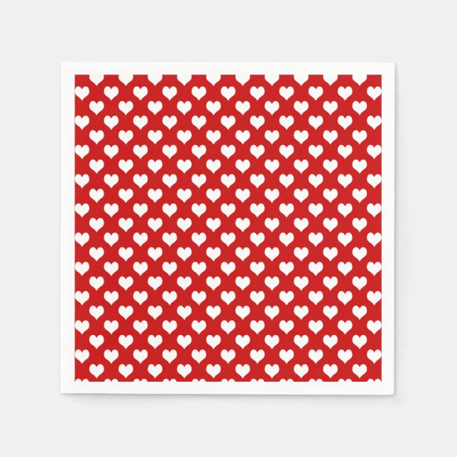 Red and White Heart Pattern Fabric  Napkin (Front)
