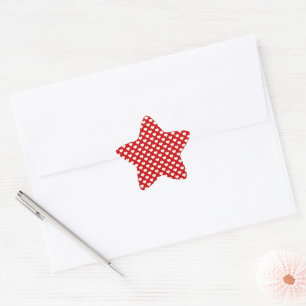 Red and White Heart Pattern Fabric Star Sticker
