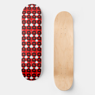 Red And White Heart Pattern Skateboard