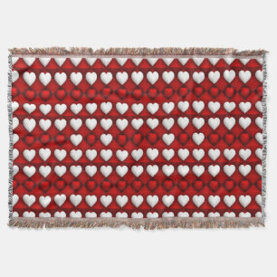 Red And White Heart Pattern Throw Blanket