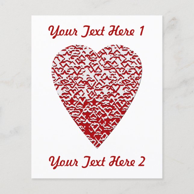Red and White Heart. Patterned Heart Design. (Front)