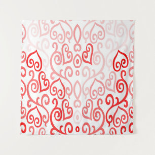 Red and White Heart Print Tapestry