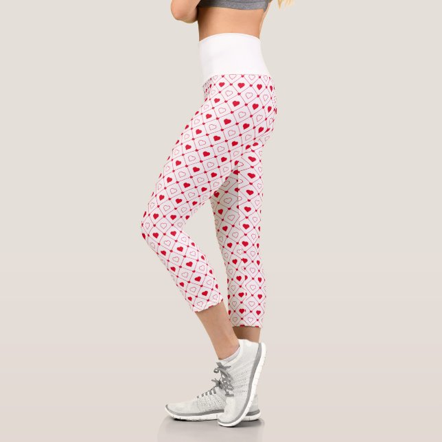 Red and White Heart Valentine’s Day Leggings (Left)