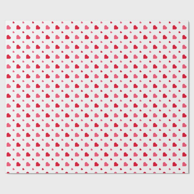 Red and white Heart Valentine’s Day  Wrapping Paper (Flat)