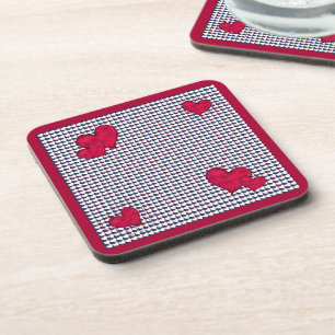 Red and White Hearts Cork Coaster