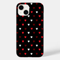 Red and white hearts on black