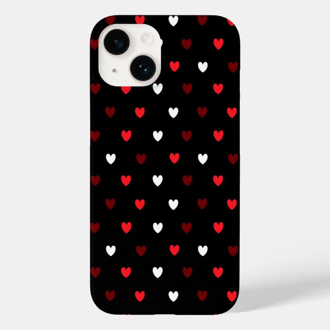 Red and white hearts on black Case-Mate iPhone case (Back)