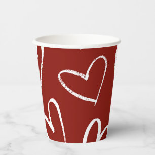 Red and White Hearts Paper Cups
