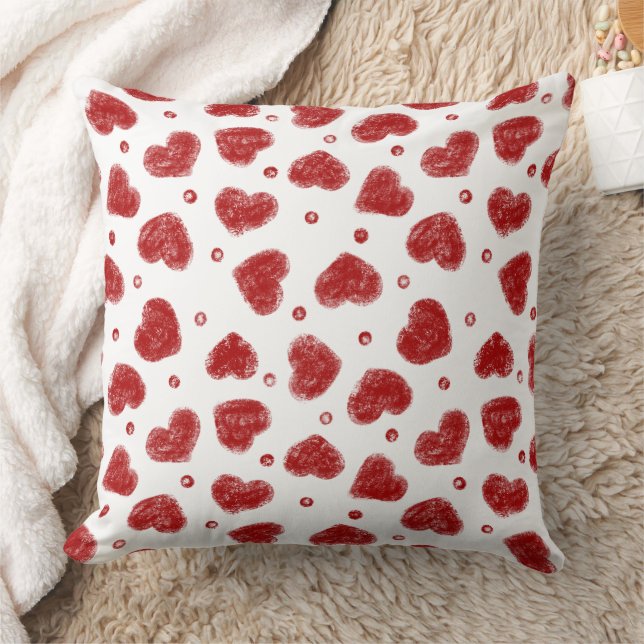 Red and White Hearts pattern Cushion (Blanket)
