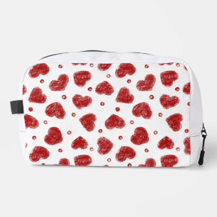 Red and White Hearts pattern Dopp Kit