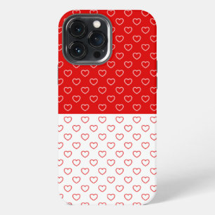 Red And White Hearts Pattern iPhone 13 Pro Max Case