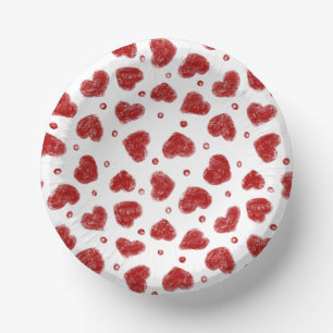 Red and White Hearts pattern Paper Plate