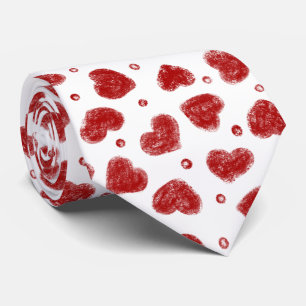 Red and White Hearts pattern Tie