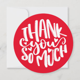 Red and White Hearts Thank You So Much Typography Card
