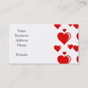 Red and White Hearts Valentine's Day Pattern Business Card