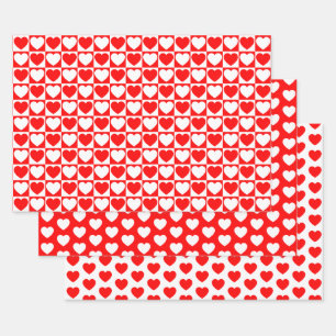 Red and White Hearts Wrapping Paper Sheet