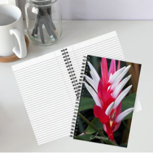 Red and White Heliconia Floral Notebook