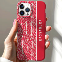 Red And White Herringbone Personalised Name