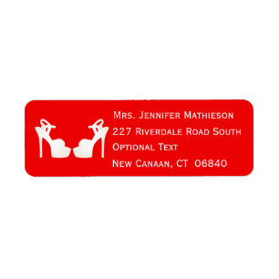 Red And White High Heel Shoes Return Address Label