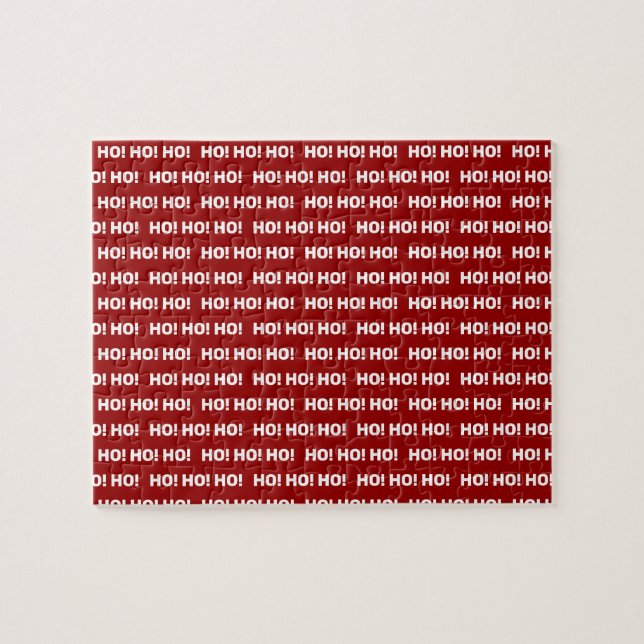 Red and White HO Ho HO Holiday Christmas Jigsaw Puzzle (Horizontal)