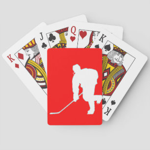 RED AND WHITE HOCKEY PLAYER 3 PLAYING CARDS