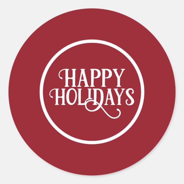 Red and White Holiday Classic Round Sticker (Front)