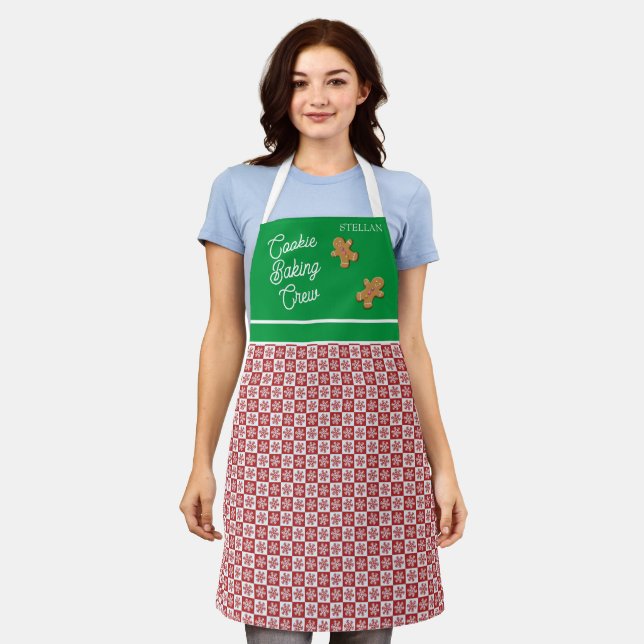 Red and White Holiday Snowflake Apron (Worn)