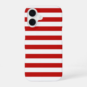Red and White Horizontal Stripes Graphic Art iPhone 16 Case
