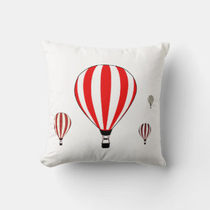 Red and white hot air balloons cushion