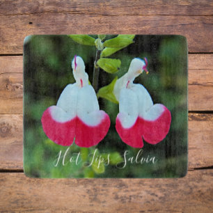 Red and White Hot Lips Salvia Floral Cutting Board
