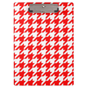Red and White Houndstooth Check Clipboard