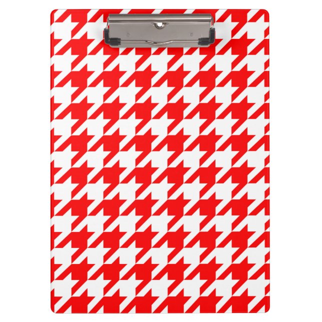 Red and White Houndstooth Check Clipboard (Front)