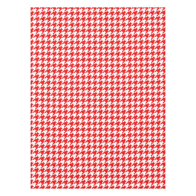 Red and White Houndstooth Check Tablecloth (Front)