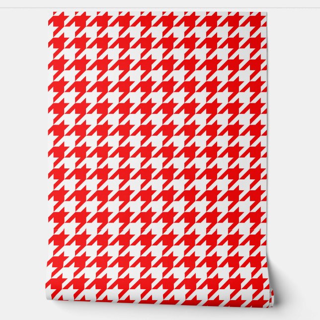 Red and White Houndstooth Check Wallpaper (Unrolling)