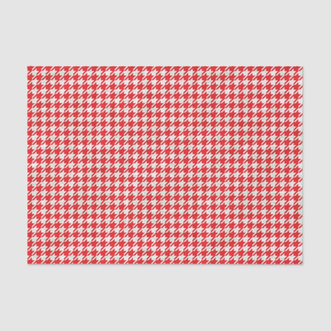 Red and White Houndstooth Pattern Tissue Paper (Front)