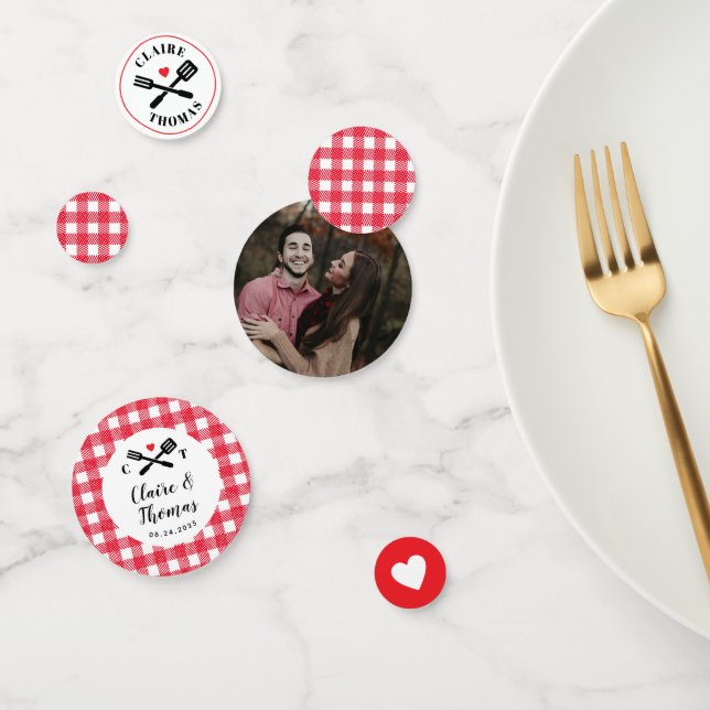 Red and White I Do BBQ Engagement Shower Confetti (Group)