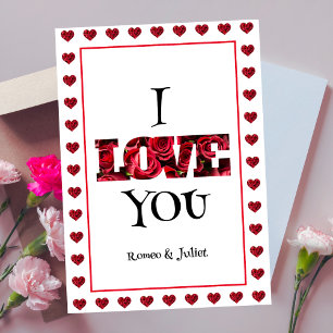 Red and White I Love You Heart Valentines Day Holiday Postcard